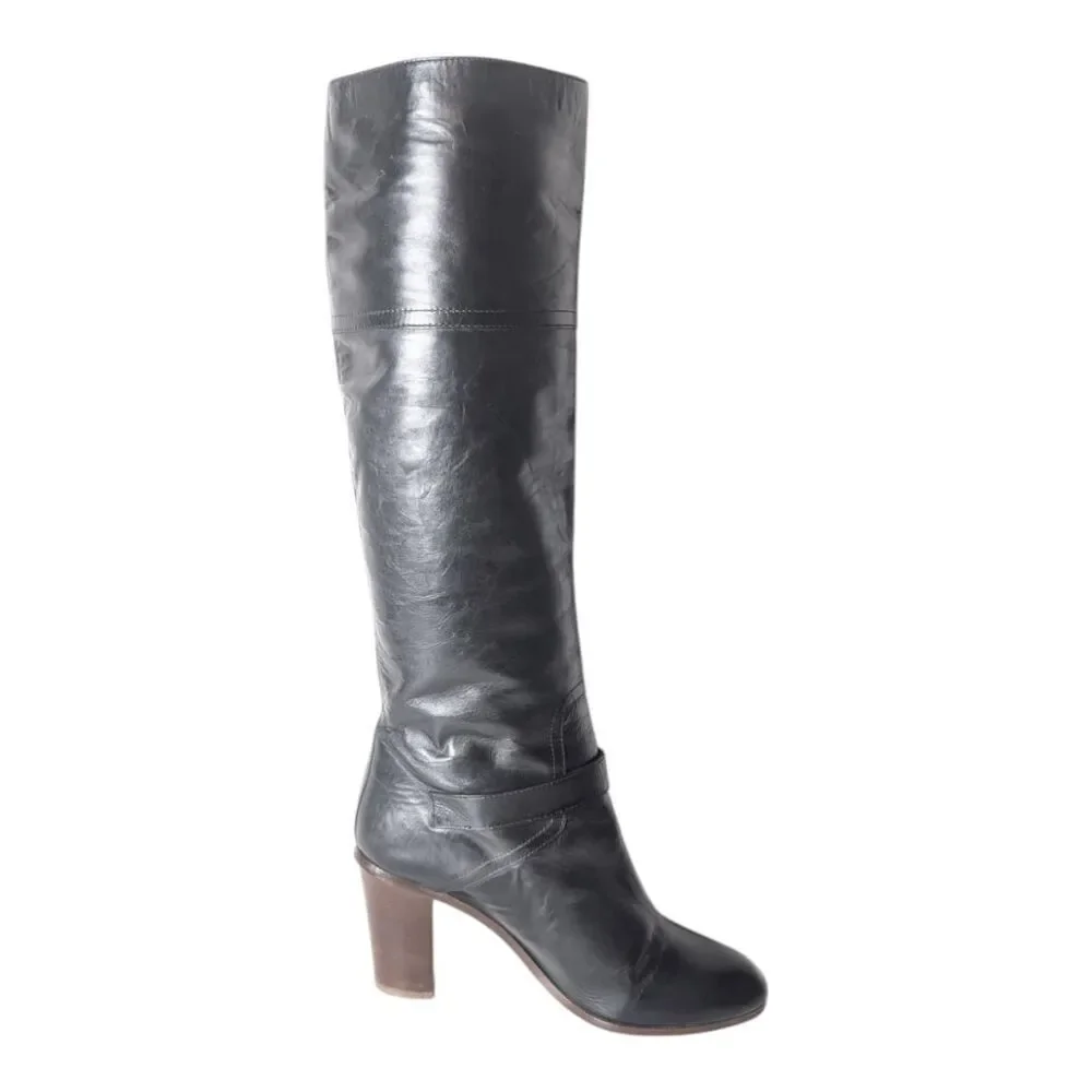 COLISE'E DE SACHA Italian Made Black Leather Over The Knee Boot Size 38